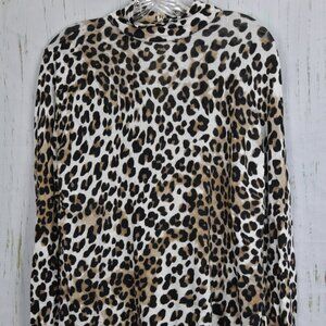 CHICO's Animal Print Long Sleeve Sweater High Neck /Mock Size 2 / Large